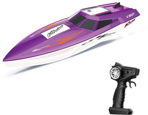 Aumotop Ferngesteuertes Schnellboot mit Zwei Motoren für Pools und Seen, Lange Akkulaufzeit, Perfekte Geschenkidee für und Erwachsene, 2,4 G Hochgeschwindigkeits-Elektroboot (1 Batterie)