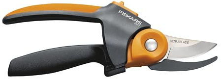 Fiskars Pruning Shears, PowerGear2 Technology Multiplies Power, Rolling Handle for Ease of Use, 3/4-Inch Cut Capacity Bypass Pruner, UltraBlade Coating and SoftGrip, Garden and Yard Tools