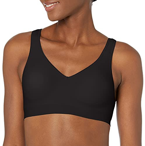 Hanes Bygellös bh för damer, mjuk bekväm t-shirt-bh med full täckning, 1-pack/2-pack, Svart, XXL