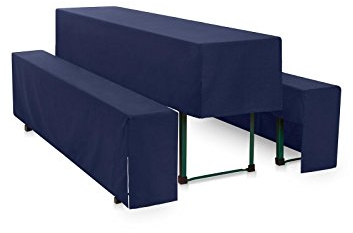 Hans-Textil-Shop Premium Hussen-Set Uni Polyester Halblang - Pflegeleicht, Bügelleicht und Langlebig (220x50 cm + 2X 220x25 cm, Marine Blau)