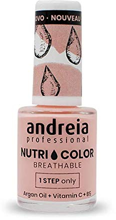 Andreia Professional NutriColor Atmungsaktiver Nagellack - Veganer und Tierversuchsfreier - Nagelkunst Nagellack mit langanhaltendem Glanz-Finish - Farbe NC11 Pink - 10.5ml