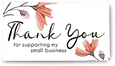 SAVITA 100 st ”Thank You for Supporting My Small Business” visitkort, små blommiga tackkort för online-, detaljhandel, handgjorda varor, inlägg i paket (5 x 8,5 cm)
