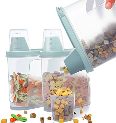 Citylife 3 PCS Pet Food Container 1.8 LB Plastic Cat Food Container for Dry Food Small Dog Food Containers with Pour Spout Birds Food Dispenser