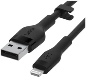 Belkin BoostCharge Flex silikon USB typ A till Lightning-kabel (1 m/3,3 FT), MFi-certifierad laddningskabel för iPhone 13, 12, 11, Pro, Max, Mini, SE, iPad och mer – svart