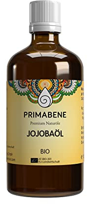 Primabene, Jojobaöl Bio - goldener Tropfen - ideal für die Haar- und Körperpflege, (1 x 100 ml)