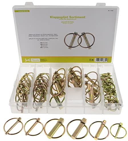 SeKi Klappsplinte Sortiment 50 teilig 4,5-6 - 8-11 mm; Klappstecker