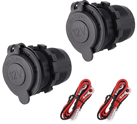 SUSSURRO 2 Stück Auto Zigarettenanzünder 12V Steckdose Wasserdicht Marine Grade Auto Zigarettenanzünder Adapter für 12 Volt DC Auto Boot Motorrad mit 0,6m Anschlusskabel