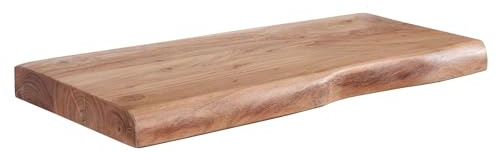 FineBuy Mensola da Muro 40 cm Legno Massello di Acacia con Bordo Albero | Libreria a Parete Cameretta | Ripiano Moderno Scaffale Sospeso