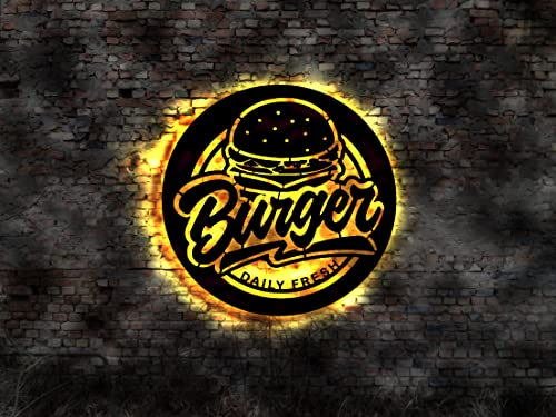 Manufaktur MV Burger Imbiss Fast food Pizza Display Aufkleber Wandtattoo Blechschild Leuchtschild Wandsticker Leuchtbild Neonreklame Neon sign A