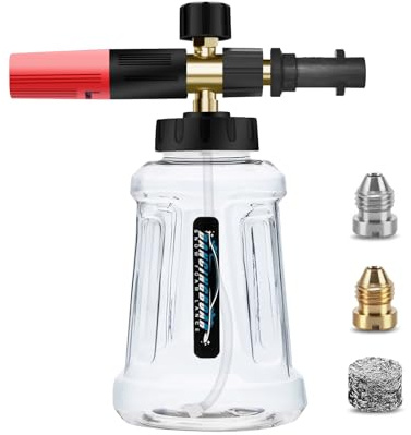 Lanza de Espuma de Nieve para Lavadora a Presión Karcher K2 K3 K4 K5 K6 K7, 1L Cañón de Espuma de Nieve de con Pulverización Ajustable Mejorada Boquilla para Pistola de Lavado a Presión (Negro y Rojo)