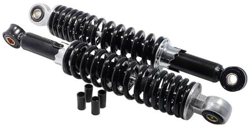 2EXTREME Stoßdämpfer 2er Set 280mm M8/M10 schwarz, kompatibel mit Moped | Federbein-Set universal, Augen 10/8mm mit Reduzierhülsen, 5-fach härteverstellbar; kompatibel mit Roller, Mofa, Schaltmoped