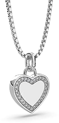 AMITSCHI® - Herzkette Silber 925 - Herz Kette Gold zweiseitig tragbar [gravierbarer Herzanhänger] Kette Herz als perfekte Geschenkidee - Herz-Anhänger zum Verlieben (Kette Herz Silber)