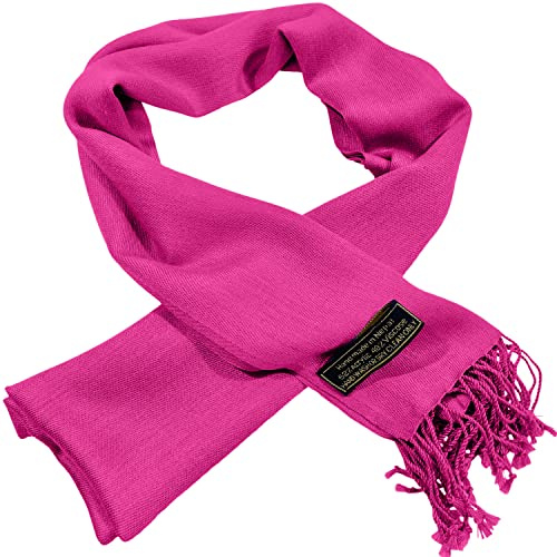 CJ Apparel Foulard népalais pour homme - Couleur unie - Tendance - En tricot - Pour l'automne et l'hiver, rose vif, Taille unique