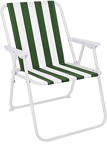 Mojawo Campingstuhl Faltstuhl Stoff Oxfort Klappstuhl Gartenstuhl zum zusammenklappen Anglerstuhl Regiestuhl Angelstuhl Metall, Farben:Grün-Weiß gestreift