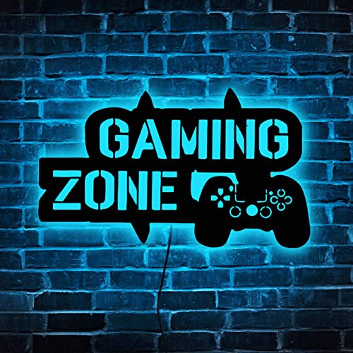 ROONMKUU Gaming Zone - Letrero LED de neón para videojuegos, abedul, montaje en pared, contemporáneo, decoración del hogar, arte de pared, diseño de tienda, decoración de fiesta