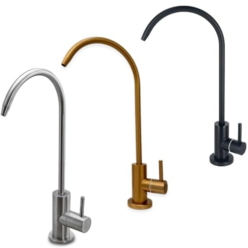 AORA® | Ein-Weg-Osmose-Wasserhahn SOFIA Edelstahl massiv | Edelstahl 304 | 360° schwenkbar | Ein-Weg-Wasserhahn | Küchenarmatur für Osmoseanlagen | für Wasserfilter | (Edelstahl gebürstet)