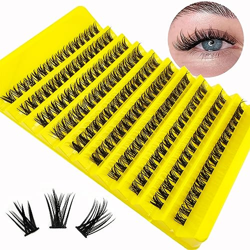 160 Pcs Wimpern Einzeln Cluster, DIY Individual Cluster Lashes, Falsche Wimpern für zu Hause (C-curl, 11-13mm Mix-MS)