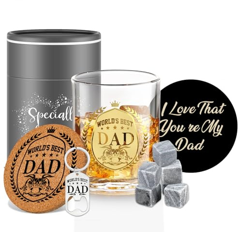 Yalucky Personliga Whiskyglas - Födelsedagspresenter Till Pappa Från Dotter Och Son - Vinglas För Män - Fars Dag Present