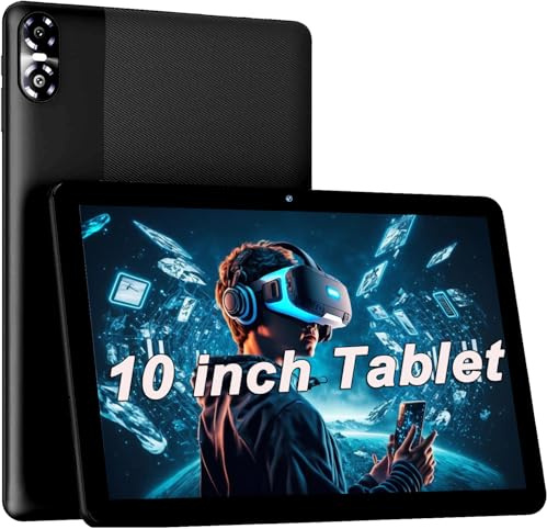 VASOUN 10 inch Tablet, Android 15 Tablet PC with 64GB Storage, 1TB Expand, Tablets with 5Ghz WiFi, Octa-Core, WiFi 6, 6000 Mah, Long-Battery Life, Dual Camera, Black