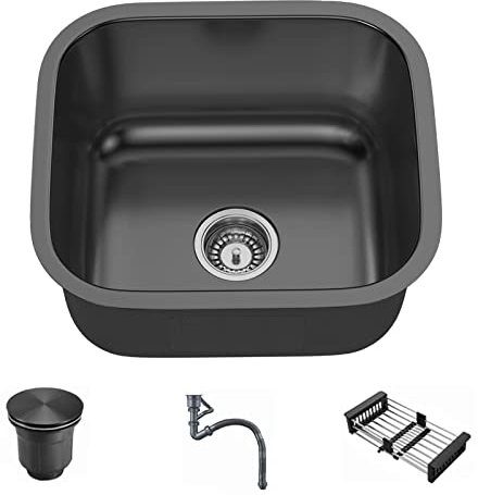 TULAZOU Dunkelgrau Spülbecken,45x40cm Küchenspüle Einbauspüle Waschbecken Küche Spülbecken Edelstahl Waschbecken