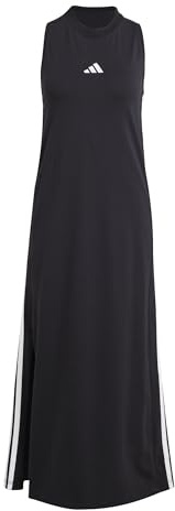 adidas Women's Essentials 3-Stripes Long Racerback Dress, Black/White, M