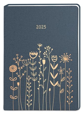Terminplaner Nature Art - Blumen A5 - Taschenkalender 2025 - Grafik Werkstatt - Buchkalender mit edlem Kupferdruck und Lesebändchen - 1 Woche auf 2 Seiten - 13,5 cm x 18,5 cm