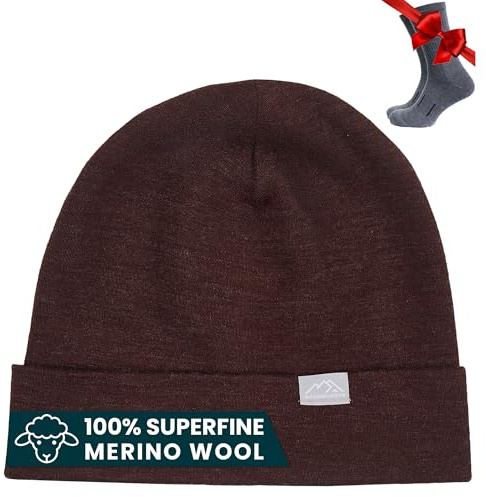 Merino.tech 100% Merino Mütze – Unisex Beanie aus Merinowolle – Warm, Weich & Atmungsaktiv für Herren und Damen (Bordo, Small-Medium)