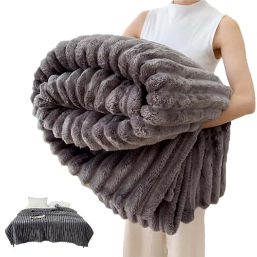 Manta de Franela para Cama y Sobrecama Mantas para Cama Cobijas de Invierno Manta Gruesa y Suave Tacto Ultra Suave, Cálida y Mullida Manta Polar para Sofá(Dark Gray,70 * 100cm/27.5 * 39.3in)