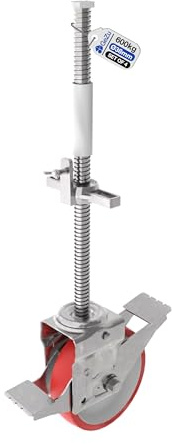 GeZu Impex Ruote per Ponteggi con Freno 600 kg Set di 4 | Zincate Elettricamente Ruote Pivotanti Regolabili in Altezza per Ponteggio da Carico Pesante