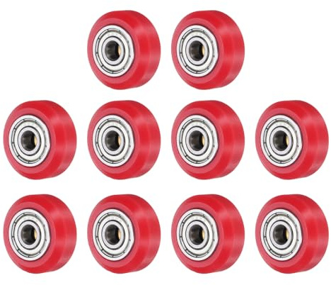 QUARKZMAN 10 Stück 3D-Drucker POM Rollen, Solide Hochgeschwindigkeits Gantry Räder V Slot POM Riemenscheibe Rad mit 625ZZ Doppelschild Lager für 3D-Drucker, CNC Maschine (Rot)