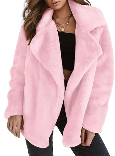 Manteau En Fausse Fourrure pour Femme, Veste Parka Chaude D'Hiver, Manteau Léger avec Doublure En Polaire Thermique, Trench-Coat Élégant À Revers, Veste De Transition Moelleuse, Coupe-Vent, Card