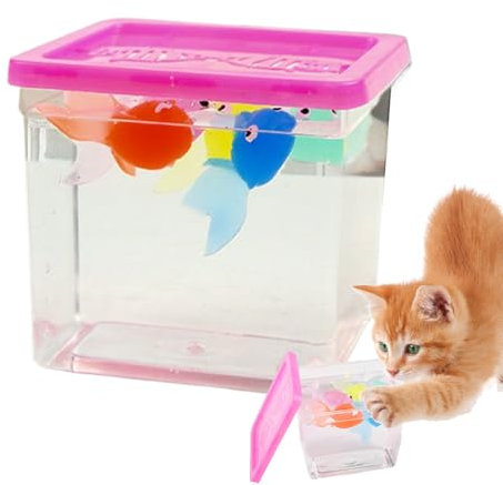 Tank di pesce giocattolo per gatto, acquario con pesce artificiale in movimento - Simulazione Picco di pesce galleggiante giocattolo gatto - Figure di animali marini figura decorazioni modella per bam