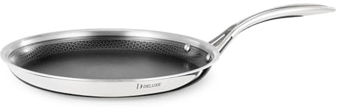 DELUXE Hybrid Nonstick Griddle Pan,12-Inch,Stay-Cool Handle,Dishwasher&Oven Safe,Induction-Ready,PFOA Free Compatible with All Cooktops