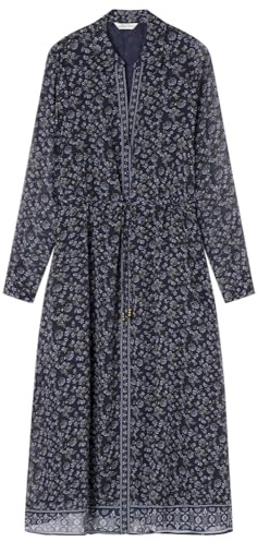 Springfield Midi Printed Shirt Dress with Buttons Vestido Estampado, Azul, 46 para Mujer