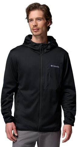 Columbia Tall Heights - Chaqueta de forro polar con capucha y cremallera completa para hombre, color negro, talla M