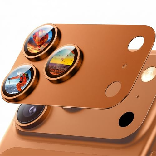 Jurqqer Camera Lens Protector for iPhone 17 Pro 6.3'' [Superior Scratch-Resistant] [Keep Original Shooting] 9H Ultra-Thin Tempered Glass & Aviation Aluminum Alloy Camera Guard, Orange