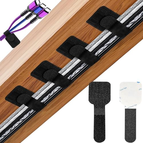 KELAV Cable Management,Set di 100 Organizer per Cavi,Nylon Autoadesive,Riutilizzabili Fascette Fermacavi da Mettere,Regolabili,per Organizzazione Cavi in Dispositivi Elettronici,Casa e Ufficio
