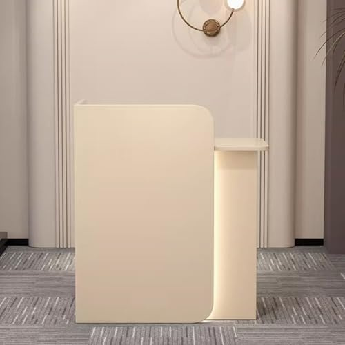 AYHARYLH Comptoir d'accueil Blanc Moderne avec Tiroirs Verrouillables et Éclairage LED - Bureau de Réception pour Salon, Hôtel, Bureau, Magasin, Lobby(Beige,60 * 45 * 100cm)