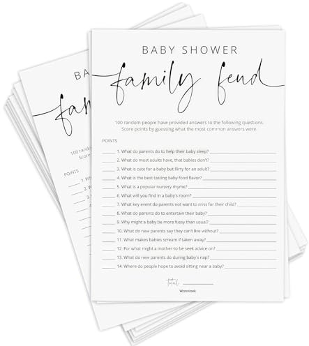 Wonninek Baby Shower Game Cards with Answer Card - for 50 Guests - Fun Gender Reveal Party Quiz & Prediction Game | A5 Size (12.7x17.8cm) Baby Prediction Cards