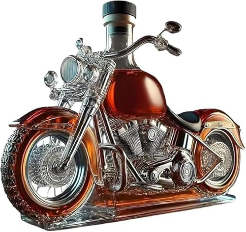 2025 New Reserve,Pubyfun/Yomody/Vianys/Fanyil/Graddi/Libiyi Reserve Whisky Decanter, 10 oz Motorcycle Style Glass Whiskey Bottle,3D Whiskey Bottle Motorcycle Shaped,for Bar Desk Kitchen Use (1 pcs)