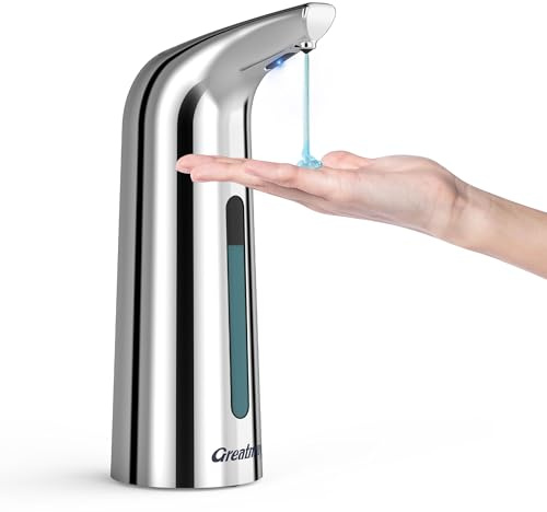 Greatmay Convenient Automatic Soap Dispenser,4 Adjustable Levels Touchless Hand Sanitizer Pump with Infrared Sensor, 400 ml Countertop Electric Soap Dispenser for Bathroom,Kitchen