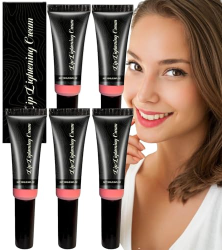 Lip Brightening Cream, Dark Lips, smokers lips, Moisturizing & Plumping Treatment to Reduce Pigmentation and Anti-Cracking, Enhances Lip Gloss, Long-Lasting Hydration, Lightweight Portable (5PCS)