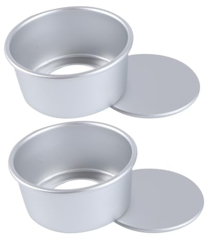 Hoement 2 piezas Molde Redondo para Tartas de Aluminio Anodizado con Base Extraíble Antiadherente Molde para Bizcochos Mini Bandeja para Hornear Pasteles para Repostería Fácil y Desmoldeo