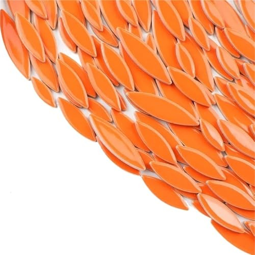Tesselles mosaique Carreaux de mosaïque en céramique avec feuilles de saule, 200 g Mosaique verre(Orange)