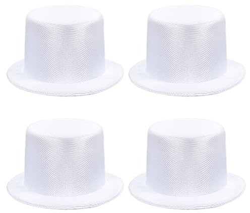 PH PandaHall 4 Pack Mini Top Hats 3.5x1.9 inch White Polyester Snowman Hats Tiny Hat Crafts Wine Bottle Toppers for Christmas DIY Home Decorations Party Favors Craft Projects