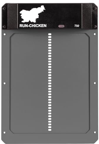 RUN-CHICKEN Porta T50 – sportello automatico per polli in alluminio, a batteria e resistente alle intemperie, controllo tramite app e timer, sicuro dai predatori, installazione semplice, prestazioni