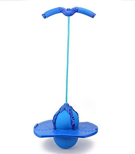 POENVFPO Pogo Stick Pogo Ball con Corrimano in Spugna Pedale Antiscivolo per Bambini 4+ Anni Blu Rosso Giocattolo da Salto Palla per Esercizi Sport all'Aria Aperta (Blue)