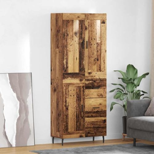 Nqyjm Storage Unit with Wooden Door 3 Drawers High Cabinet Set of 2 Antique Chipboard Wood and Glass Kitchen Sideboard, Kitchen Side Cabinet for Living Room Model 3