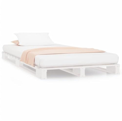 Lumanois Palettenbett Weiß 90x200 cm Massivholz Kiefer,15.64kg,821378