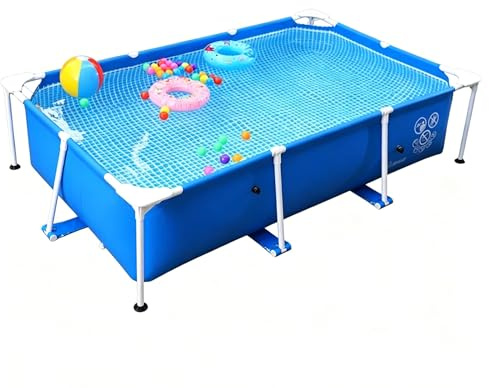 Easnuroz Piscina Rectangular con Estructura Metálica Piscina Rectangular Elevada De 300-450 Cm Piscina/bañera Interior Piscina Doméstica con Estructura Reforzada(300 * 200 * 75cm)